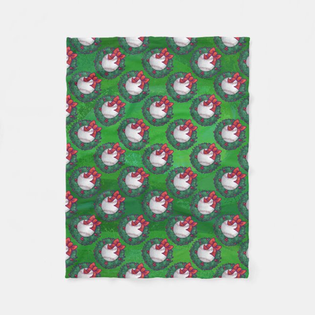 Couverture Polaire Baseball en Motif de couronne de Noël (Devant)