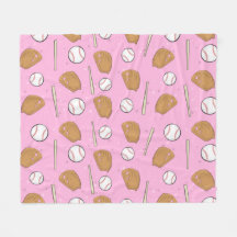 Baseball - Gants, balles et battes sur fond rose