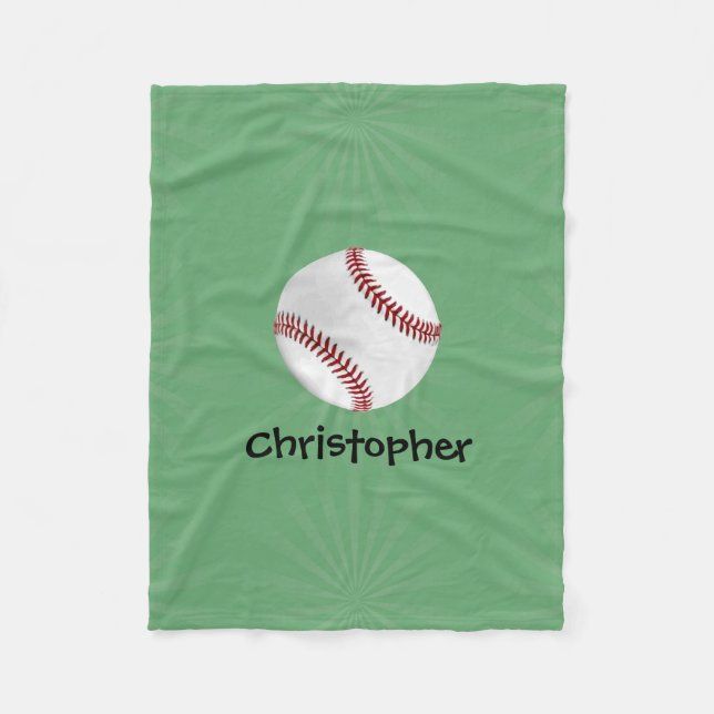 Couverture Polaire Baseball personnalisé sur Garçons verts (Devant)