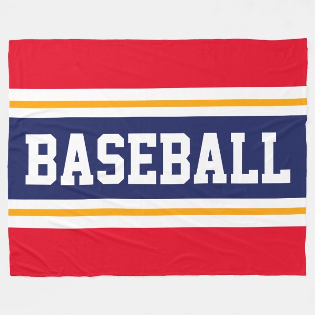 Couverture Polaire BASEBALL Rouge Blanc Marine Bleu Stripes athlétiqu (Devant (Horizontal))