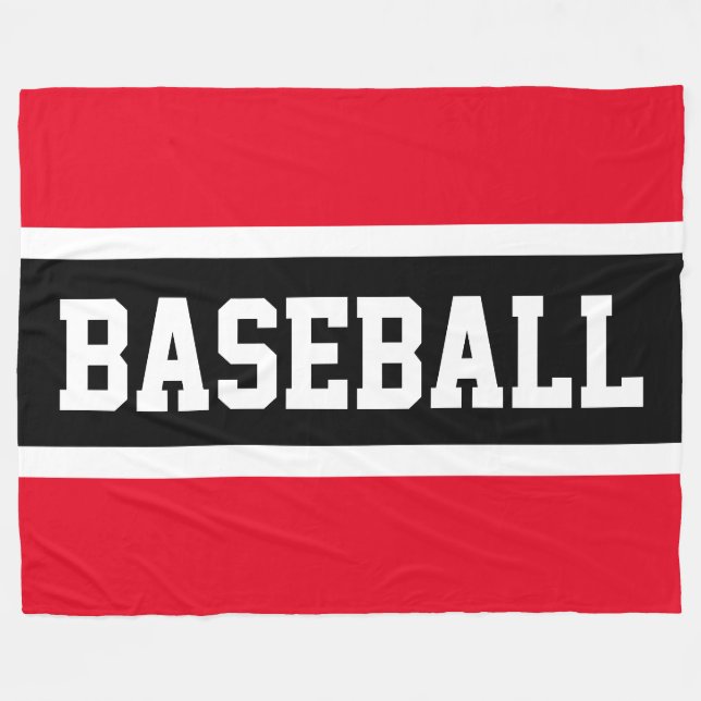 Couverture Polaire BASEBALL Sportif Rouge clair Noir Blanc rayures (Devant (Horizontal))