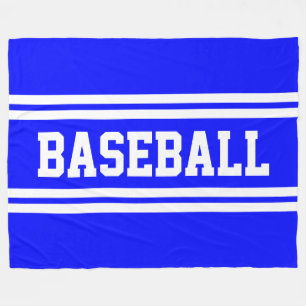 Couverture Polaire BASEBALL Sporty Bleu Clair Blanc Rayures de Course
