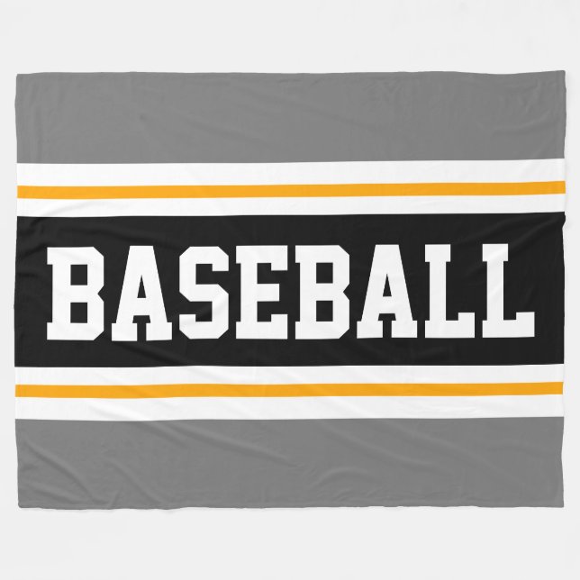 Couverture Polaire BASEBALL Sporty Gris Jaune Black Stripes Athletiqu (Devant (Horizontal))