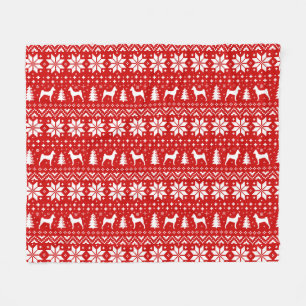 Couverture Polaire Basenji Chien Silhouettes Noël Motif de Noël