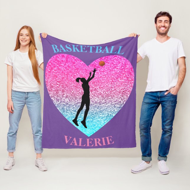 Couverture Polaire Basket-ball Fleece Blanche (En situation)