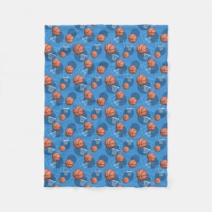 Couverture Polaire Basket-ball Motif à thème Blanche-Toile bleue