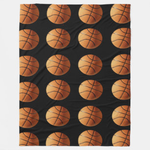 Couverture Polaire Basket Ball Orange Et Noir Motif, Grand