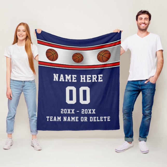 Couverture Polaire Basket-ball Personnalisé Bleu Cadeaux de nuit (En situation)
