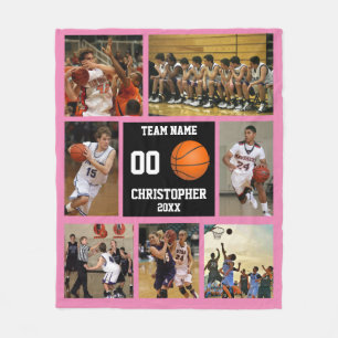 Couverture Polaire Basket-ball photo collage rose