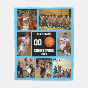 Couverture Polaire Basket-ball photo collage Sky blue