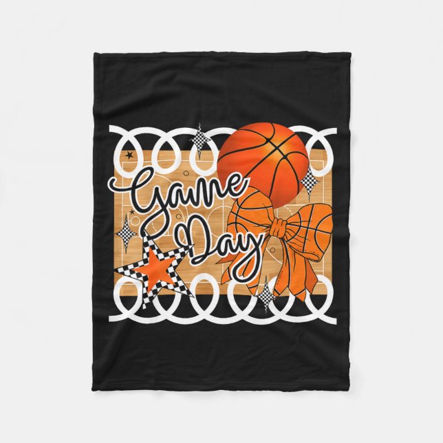 Couverture Polaire Basketball Coquette Bow Game Day Women Girl  (Devant)