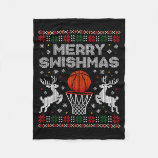 Couverture Polaire Basketball Noël Sweat Ugly Merry Swishmas M