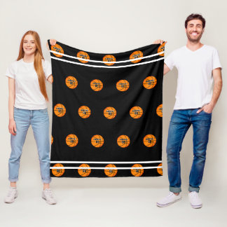 Couverture Polaire Basketball Orange Black Name Jersey Numéro Motif