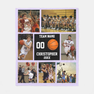 Couverture Polaire Basketball photo collage lavande pâle lilas