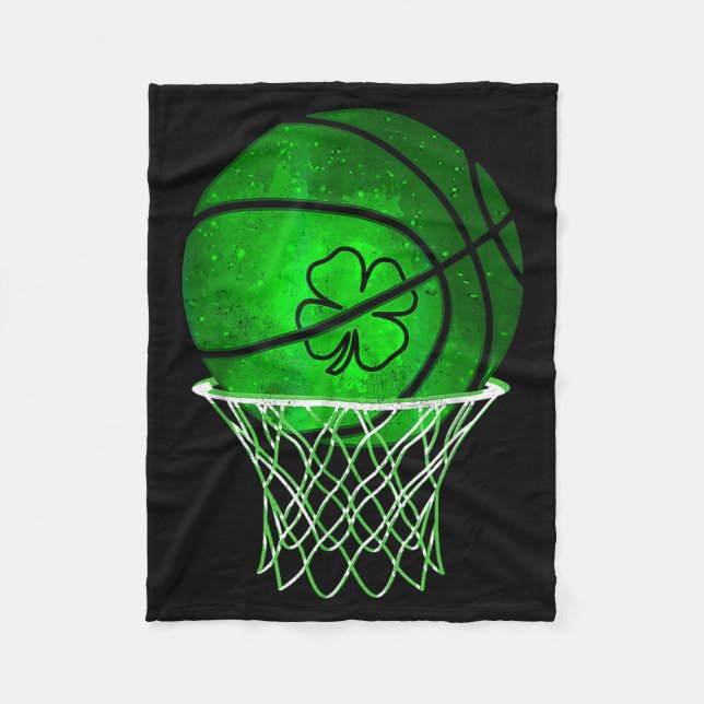 Couverture Polaire Basketball Shamrock Lucky Clover Irish St Patrick' (Devant)