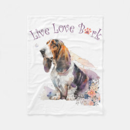 Couverture Polaire Basset Hound Chien Maman Floral