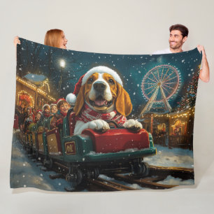 Couverture Polaire Basset Hound Chien Montagnes Russes Noël