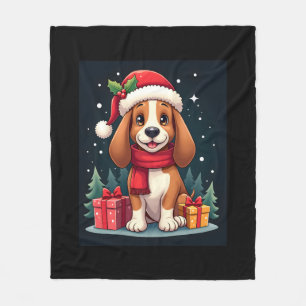 Couverture Polaire Basset Hound Chien vêtements de Noël Santa Hat Chi