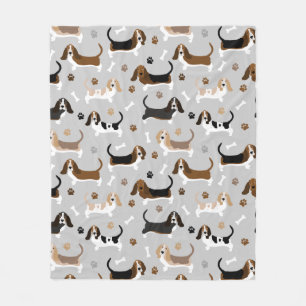 Couverture Polaire Basset Hound Chig Bones and Paws