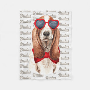 Couverture Polaire Basset Hound in Love with Dog's Name