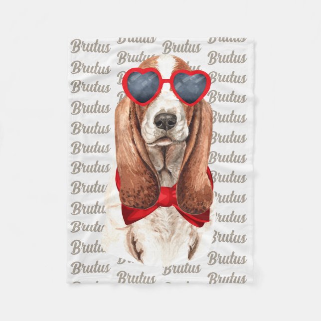 Couverture Polaire Basset Hound in Love with Dog's Name (Devant)