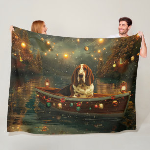 Couverture Polaire Basset Hound Noël Festive Voyage
