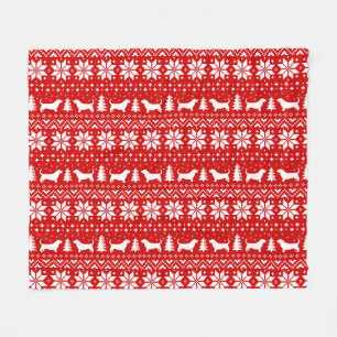 Couverture Polaire Basset Hound Silhouettes Chiens Motif de Noël