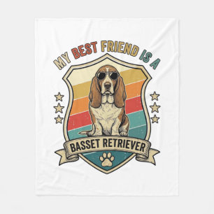 Couverture Polaire Basset Retriever ami Lunettes de soleil Rétro Bouc