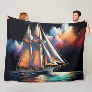 Couverture Polaire Bateau à voile Dur Pastel