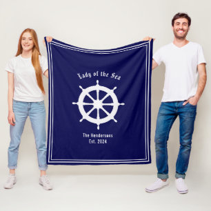 Couverture Polaire Bateau blanc volant Bateau Vie nautique Bleu Blanc