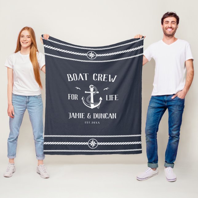 Couverture Polaire Bateau Crew For Life Nautique Moderne Nom Personna (En situation)