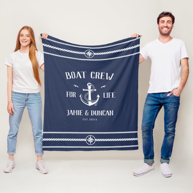 Couverture Polaire Bateau Crew For Life Nautique Moderne Nom Personna (En situation)