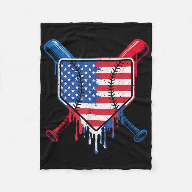 Couverture Polaire Bateau de baseball Boys Ice Cream Patriotic Americ (Devant)