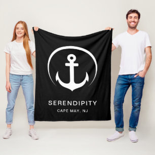 Couverture Polaire Bateau moderne Ancre nautique Noir