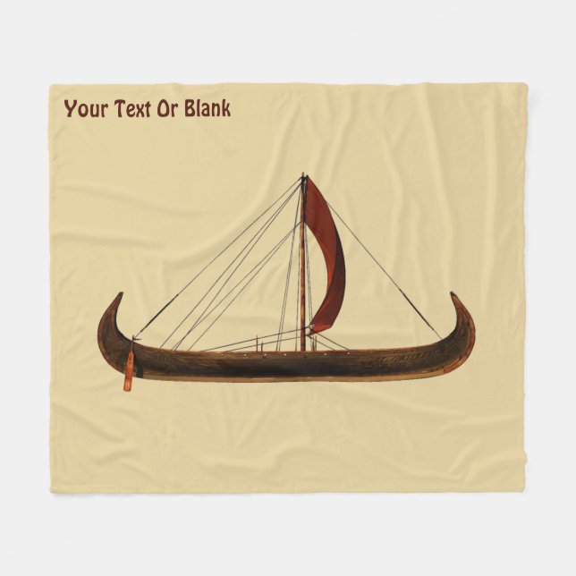 Couverture Polaire Bateau viking à voile rouge (Devant (Horizontal))