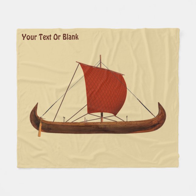 Couverture Polaire Bateau viking à voile rouge II (Devant (Horizontal))
