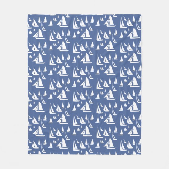 Couverture Polaire Bateaux à voile bleu marine (Devant)