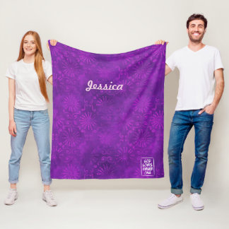Couverture Polaire Batik floral violet Artsy Dieu aime chaque1 coutum