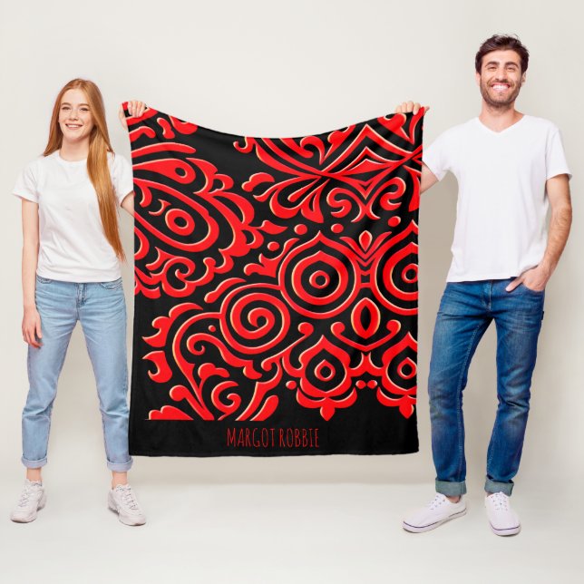 Couverture Polaire Batik indonésien Abstrait Motif noir rouge (En situation)