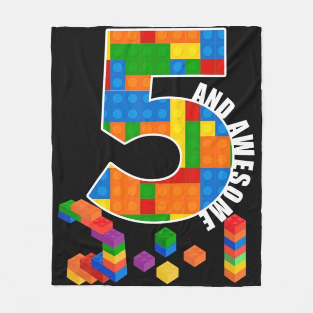 Couverture Polaire Bâtiment Blocs Briques 5 ans Awesome Anniversaire (Devant)