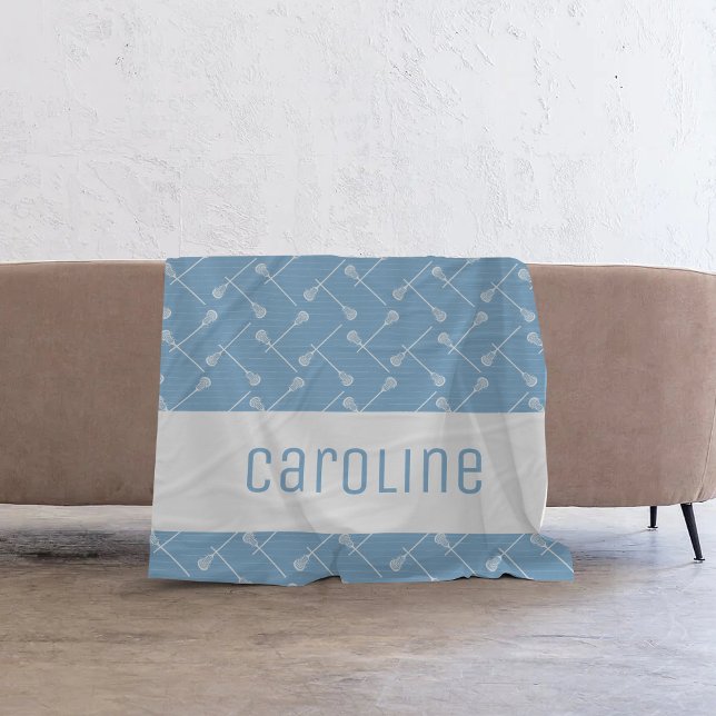 Couverture Polaire Bâtons blancs en crosse bleu poudre à motifs (Créateur téléchargé)