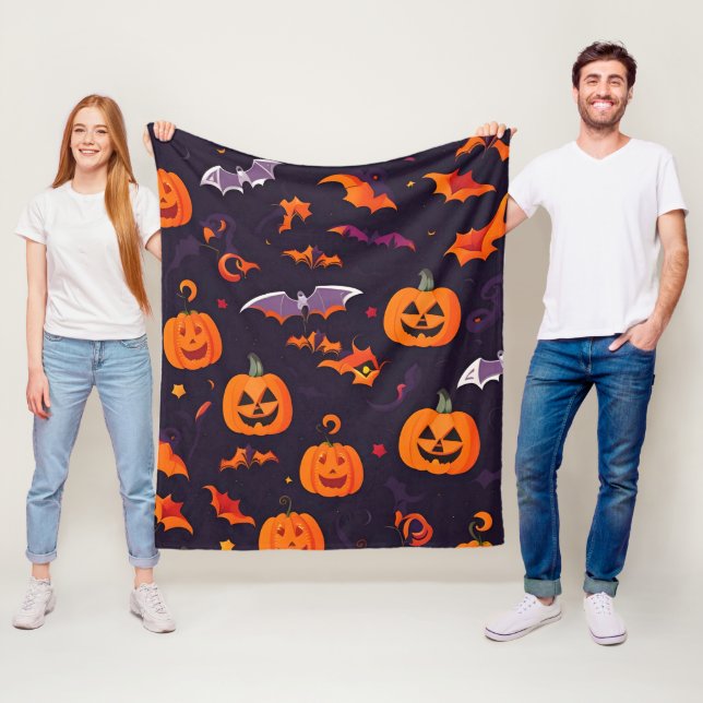 Couverture Polaire Bats Citrouille Et Bats (En situation)
