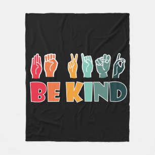 Couverture Polaire Be Kind ASL American Sign Language