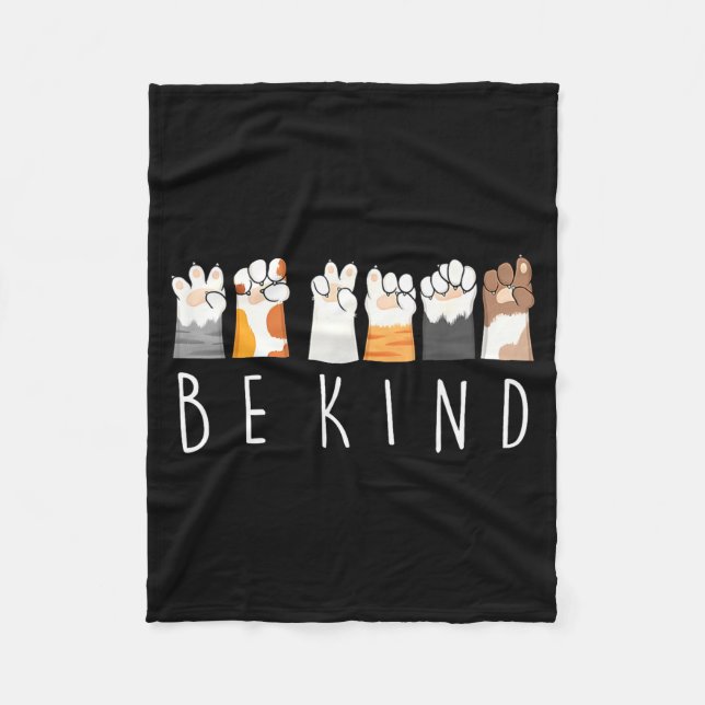 Couverture Polaire Be Kind Asl Sign Language Kindness Cat Paws Finger (Devant)