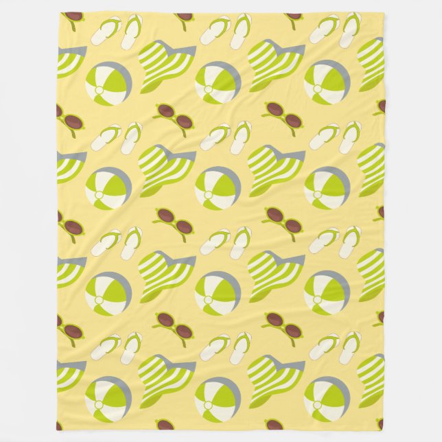 Couverture Polaire Beach vacay pattern with sunglasses and sun hat   (Devant)