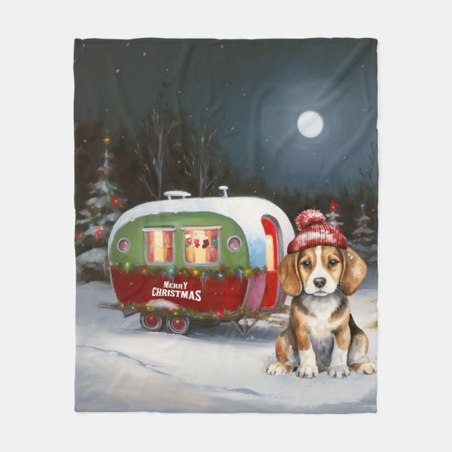 Couverture Polaire Beagle d'hiver Caravan Christmas Adventure (Devant)