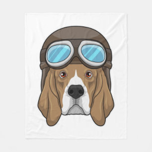 Couverture Polaire Beagle en tant que pilote avec casquette pilote