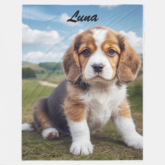 Couverture Polaire Beagle mignon personnalisé (Devant)