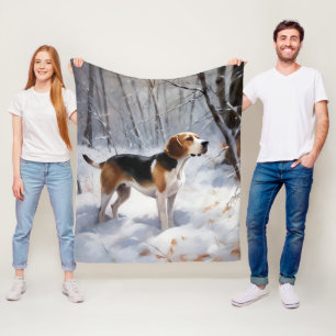 Couverture Polaire Beagle Noël sous la neige