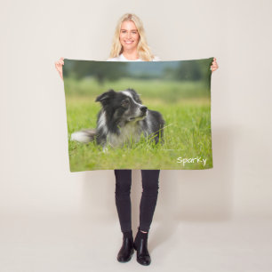 Couverture Polaire Beau Border Collie avec Nom Personnalisé